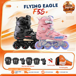 Giày patin người lớn Flying Eagle F5S+ Eclipse bánh cao su đặc, chịu tải trọng dưới 100kg 2 màu đen/hồng