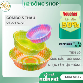 [Giá Siêu Hời] Combo 3 Thau Nhựa Tròn Đa Sắc Tân Lập Thành