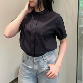 [HOẢ TỐC] Áo Sơ Mi Nữ Cổ Trụ Tay Ngắn Form Suông Phong Cách Công Sở Hàn Quốc | Sander Shirt Premium