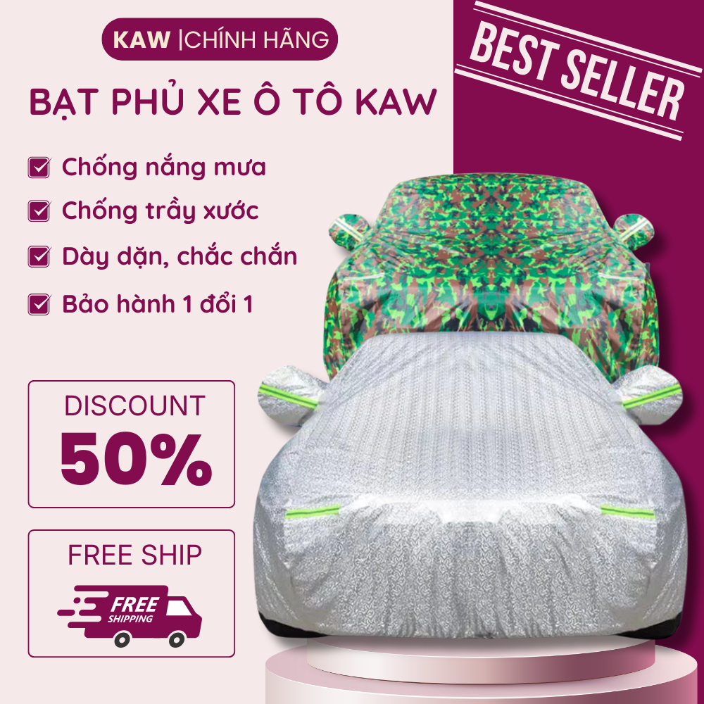 Bạt Phủ Xe Ô Tô Cao Cấp 3 Lớp KAW Cho Xe 4 Chỗ Đến 7 Chỗ, Chống Nóng, Chống Nước