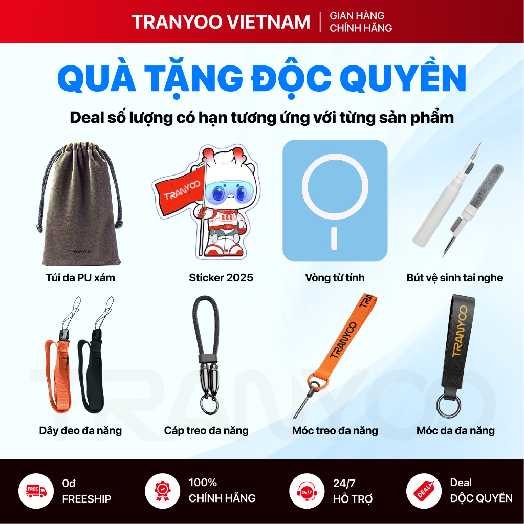 [QUÀ TẶNG] Túi Đựng Đa Năng, Bút Vệ Sinh, Sticker, Vòng Dán Từ Tính, Móc Treo Đa Năng TRANYOO