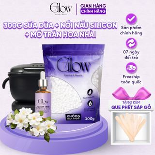 Nồi Điện Silicon Chống Dính + 300g Sáp Sữa Dừa GLOWWAXING + Mỡ Trăn Hoa Nhài 10ml CHE TÊN - 1092