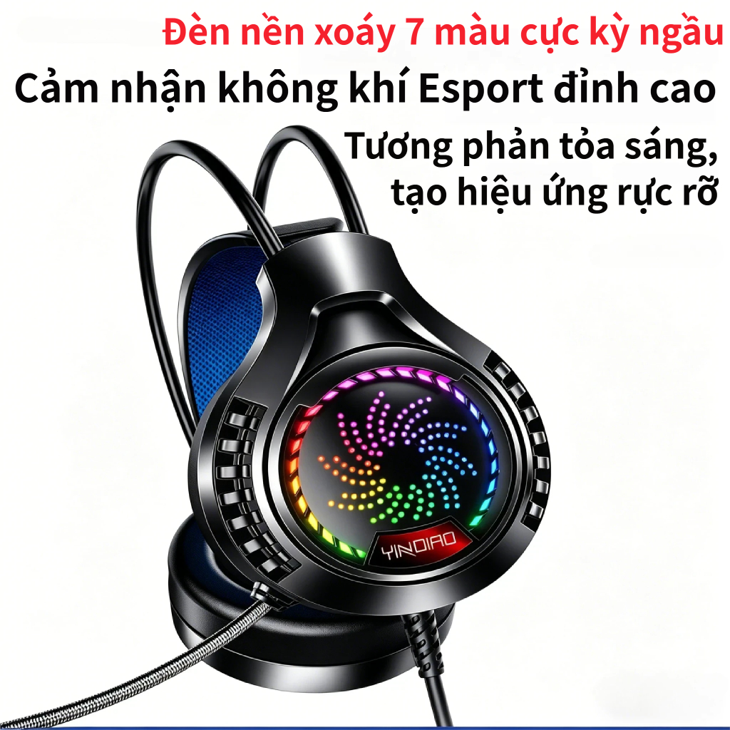 Tai Nghe Chơi Game Q7 Chuyên Nghiệp Cho Game Thủ Pro Đơn Vị Cuộn Ruby Âm Thanh 3 Dải Tần Cân Bằng Đèn LED 7 Màu Mic Thu