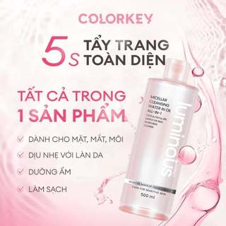 Nước tẩy trang Colorkey Micellar Cleansing Water 2 lớp làm sạch sâu dịu nhẹ cho da sạch lớp makeup