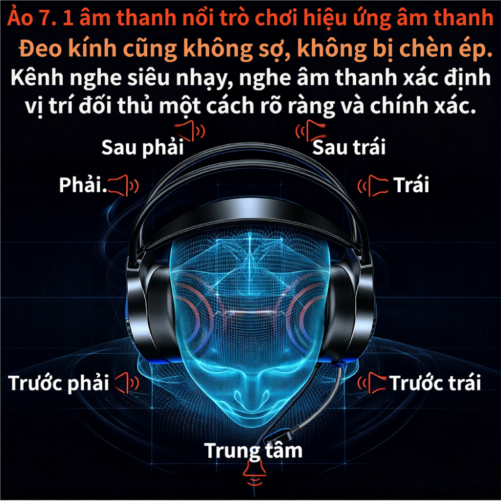 Tai Nghe Chơi Game Q7 Chuyên Nghiệp Cho Game Thủ Pro Đơn Vị Cuộn Ruby Âm Thanh 3 Dải Tần Cân Bằng Đèn LED 7 Màu Mic Thu