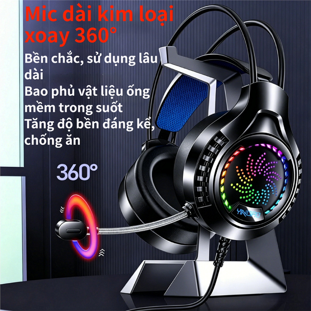 Tai Nghe Chơi Game Q7 Chuyên Nghiệp Cho Game Thủ Pro Đơn Vị Cuộn Ruby Âm Thanh 3 Dải Tần Cân Bằng Đèn LED 7 Màu Mic Thu