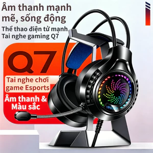 Tai Nghe Chơi Game Q7 Chuyên Nghiệp Cho Game Thủ Pro Đơn Vị Cuộn Ruby Âm Thanh 3 Dải Tần Cân Bằng Đèn LED 7 Màu Mic Thu