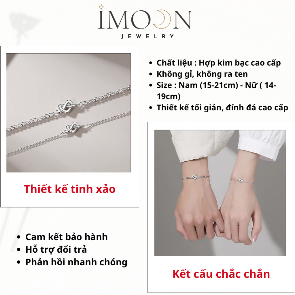 [ HỢP KIM BẠC ] Vòng Tay Đôi "Double Heart" bạc S925 Không Gỉ Tặng Người Yêu, Lắc Tay Đôi Tình Yêu IMOON060