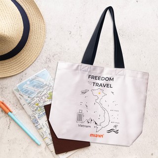 Túi Xách Du Lịch Mia Heritage M White, Vải Canvas Bền Màu, Dùng Được 2 Mặt