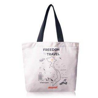 Túi Xách Du Lịch Mia Heritage M White, Vải Canvas Bền Màu, Dùng Được 2 Mặt