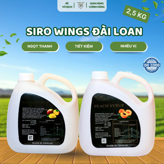 Siro Wings Đài Loan các vị đào, dâu, xoài chai 2,5kg làm bánh, trà hoa quả tiện lợi dễ sử dụng chuẩn chính hãng