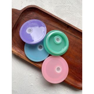 Nắp Nhựa Nhiều Màu Cho Cốc Thuỷ Tinh, Nắp Thay Thế Cốc Thuỷ Tinh 16Oz, Nắp Có Lỗ Ống Hút Tái Sử Dụng