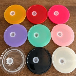 Nắp Nhựa Nhiều Màu Cho Cốc Thuỷ Tinh, Nắp Thay Thế Cốc Thuỷ Tinh 16Oz, Nắp Có Lỗ Ống Hút Tái Sử Dụng