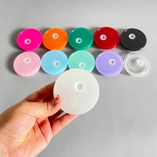 Nắp Nhựa Nhiều Màu Cho Cốc Thuỷ Tinh, Nắp Thay Thế Cốc Thuỷ Tinh 16Oz, Nắp Có Lỗ Ống Hút Tái Sử Dụng
