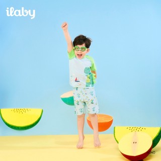 [TẶNG TÚI] Đồ bơi bé trai ILABY HCM chất liệu thun lạnh co giãn nhanh khô họa tiết khủng long size 10-43kg [4040]