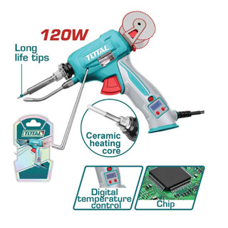 ĐỒ NGHỀ TOTAL Mỏ hàn tự động cấp thiếc 120W , bộ 5 đầu mỏ hàn /  TET360732 , TET065461