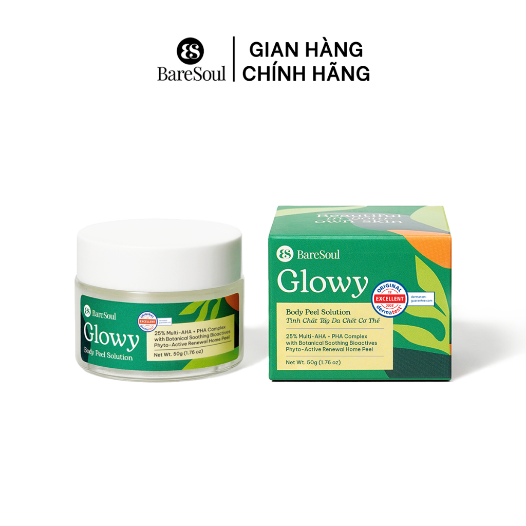Peel da làm sáng, giảm thâm nách, mông, bikini, đầu gối, khuỷu tay AHA 25% BareSoul GLOWY 50g