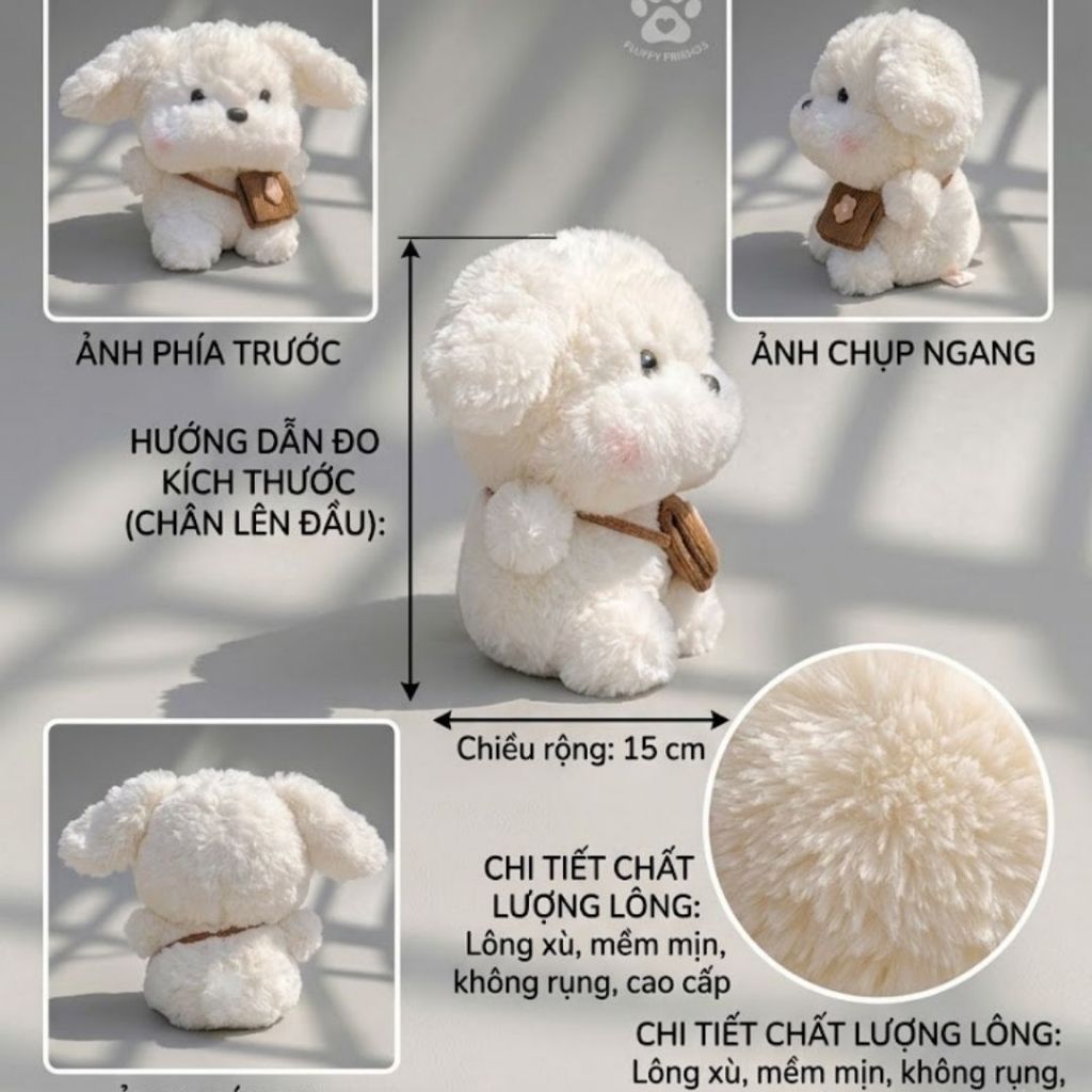 Gấu Bông Cún,Chó Tai Nâu Mini Siêu Dễ Thương, Thú Nhồi Bông Chó,Cún Lông Mềm Mại Size 25Cm Quà Tặng Cho Bé