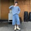 Quần Short Lửng Jean DINOMAN Ống Rộng Wide Leg Phong Cách Thời Trang Năng Động Cá Tính QDS012
