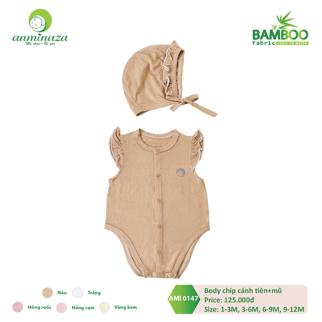 Body Chip Bé Gái Anminaza Vai Cánh Tiên Điệu Đà,Chất Vải Sợi Tre  Mềm Mịn Và Co Dãn + Tặng Mũ - Hàng Chính Hãng AMI0147