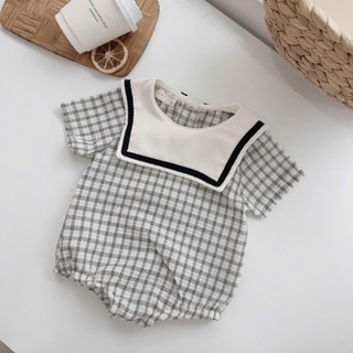 Body cổ thủy thủ bé gái 4-11kg. Body caro gấu rời cho bé mặc đầy tháng, thôi nôi, đi chơi. Dino Kids