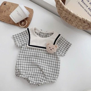 Body cổ thủy thủ bé gái 4-11kg. Body caro gấu rời cho bé mặc đầy tháng, thôi nôi, đi chơi. Dino Kids