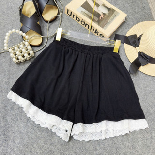 Quần Short Bigsize Nữ Kẻ Sọc Ngang Phối Viền Ren Dễ Thương Năng Động Cho Chubby Q578 Q579