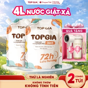 Nước Giặt Xả TopGia 3in1 Hương Huyền Diệu Lưu Hương 72H, Dịu Nhẹ, An Toàn Cho Da