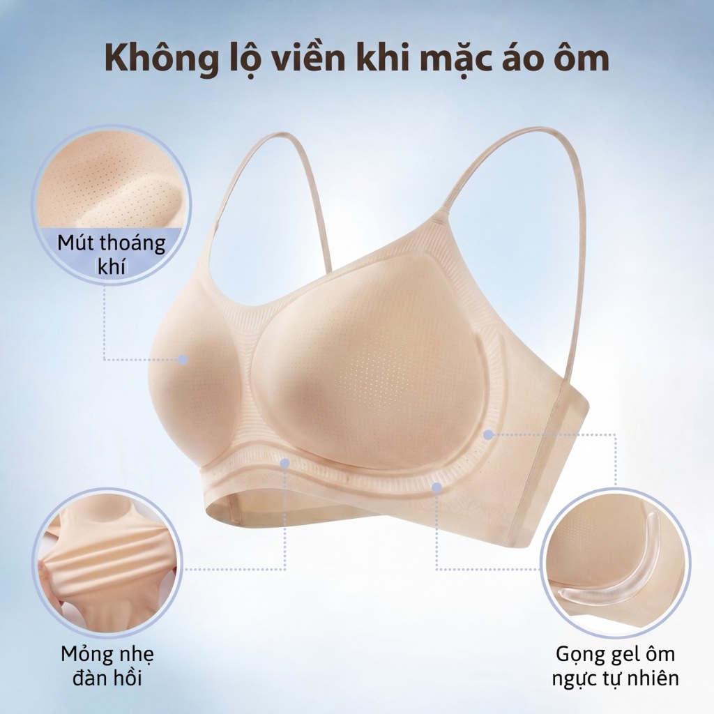 [SANTONY x HƯƠNG GIANG] Áo Lót Nữ Áo  tực Tàng Hình - Gọng Gel Ôm Ngực Tự Nhiên - Vải Mỏng Nhẹ Đàn Hồi - Mút Ngực 1000