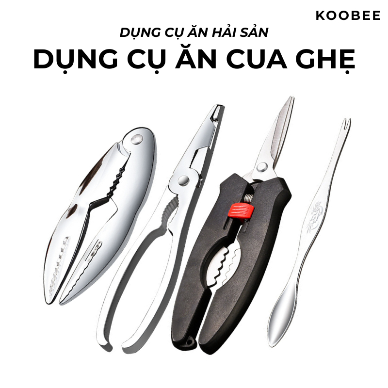 Bộ Dụng Cụ Ăn Hải Sản Inox 304 KOOBEE – Kìm Kẹp Càng Cua Ghẹ Và Nĩa Gỡ Thịt Cua Cao Cấp (NB92)