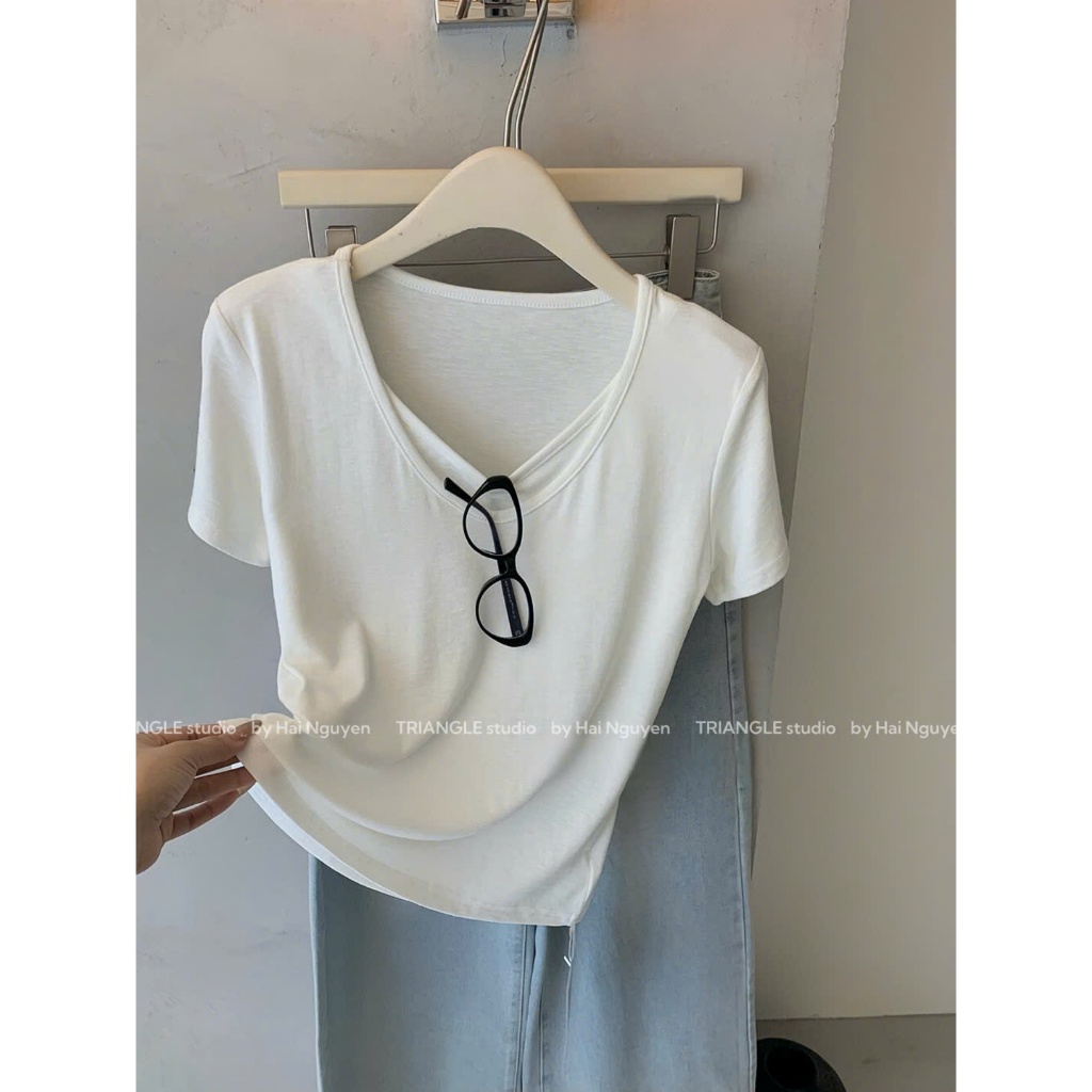 TRIANGLE - Two T-shirt (Cân nhắc kỹ, return is not welcomed) Áo thun giả hai mảnh style Hàn Quốc dễ mặc, chất thun đẹp