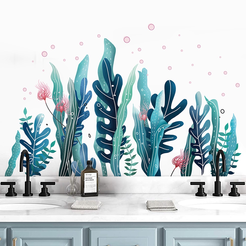 Decal Dán Tường San Hô Dưới Đại Dương Có Keo Sẵn 113x73cm - Trang Trí Phòng Tắm Phòng Ngủ