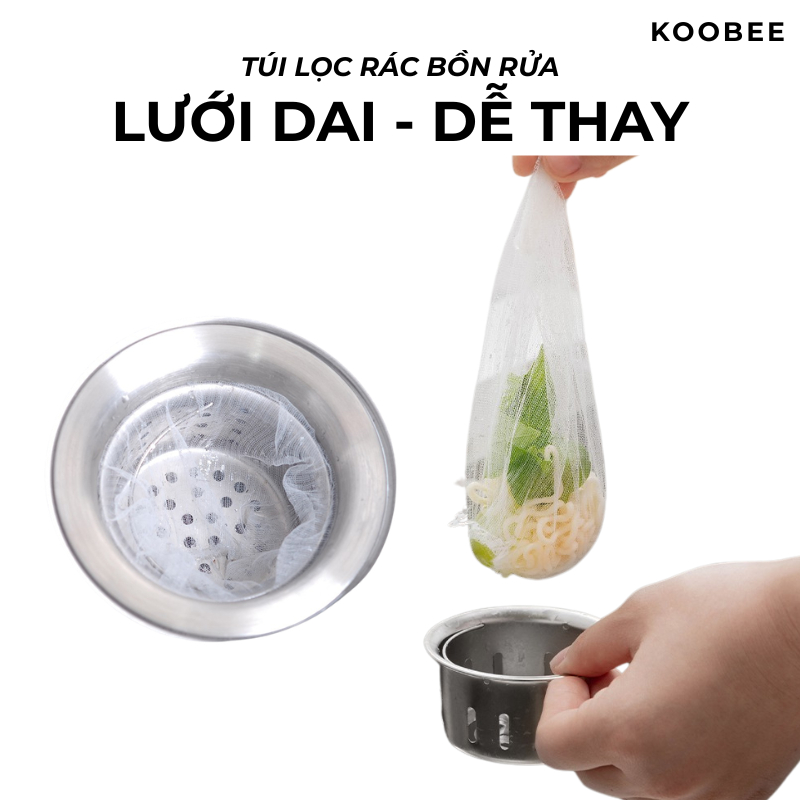Túi Lọc Rác Bồn Rửa Chén KOOBEE – Lưới Siêu Dai, Đầu Chun Co Giãn Chống Tắc Nghẽn | CSNC01
