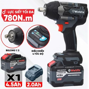 Máy Siết Bulong Workfix WF-IW780NV Không Chổi Than Siết Bulong Ô Tô Có Búa Lõi Đồng