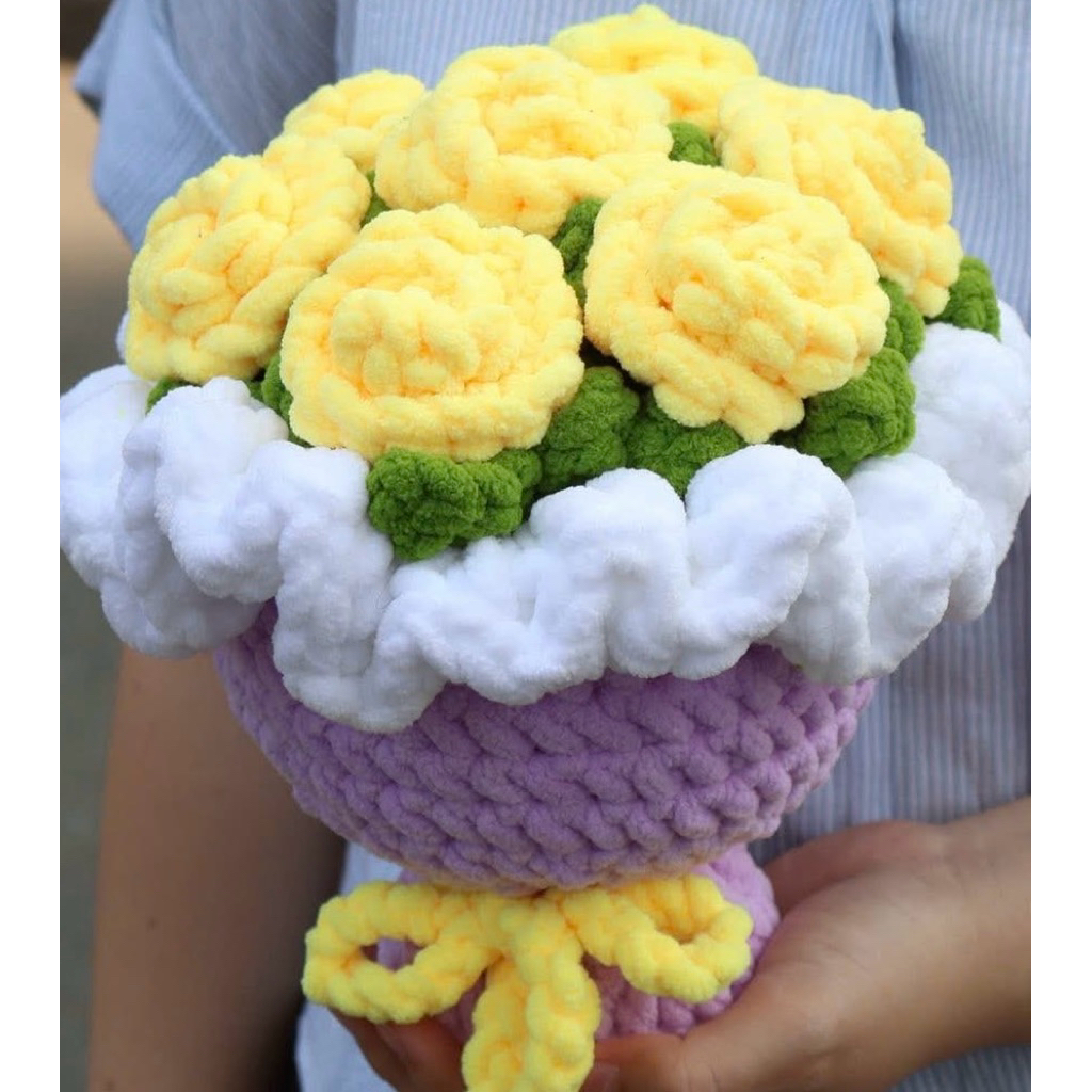 Quà tặng bó hoa len nhung đũa mini bằng len handmade sản phẩm thủ công