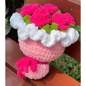 Quà tặng bó hoa len nhung đũa mini bằng len handmade sản phẩm thủ công