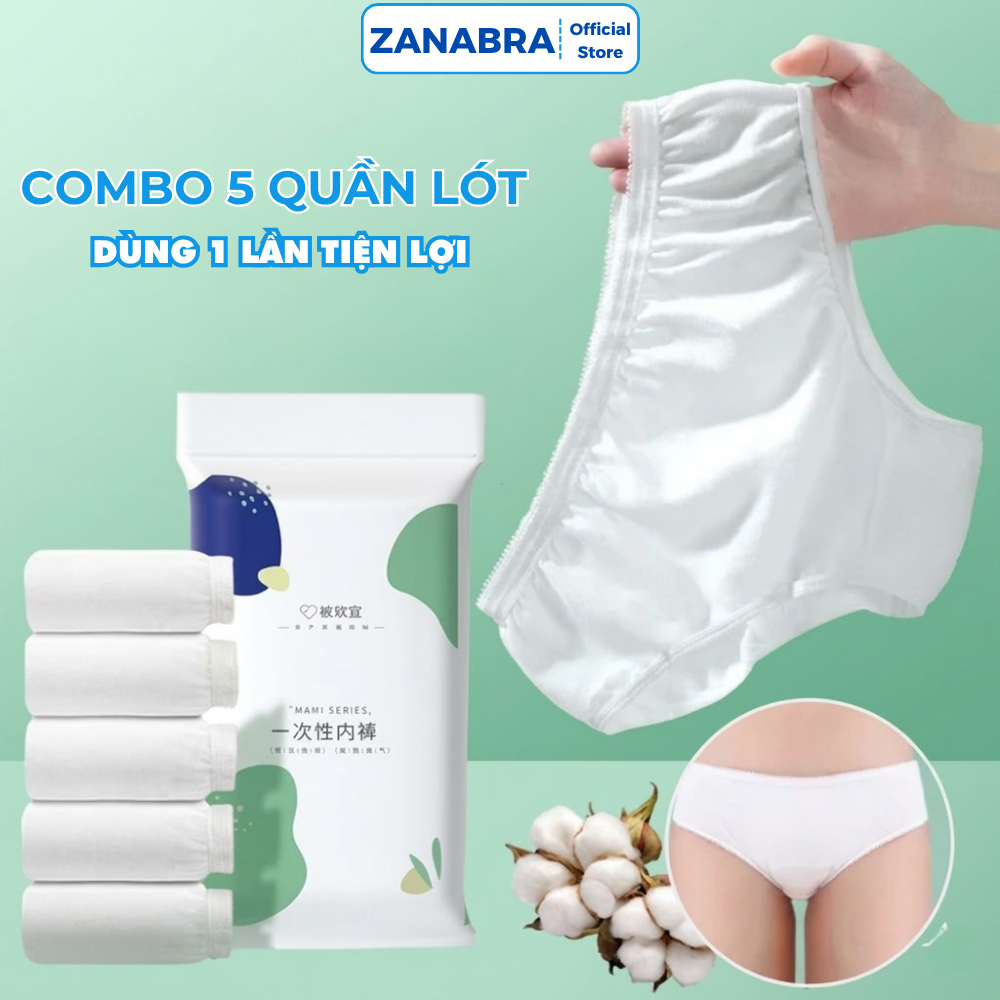 Combo 5 quần lót 1 lần tiện lợi ZANABRA chất liệu vải cotton cao cấp, mềm mại, co dãn tốt L474