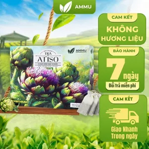 Trà Atiso Túi Lọc AMMU Cao Cấp Thảo Mộc Tự Nhiên Hương Dịu Nhẹ Dễ Uống Hộp 100 Túi