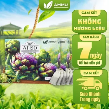 Combo 2 Trà Atiso AMMU Trà Thảo Mộc Trà Túi Lọc, Atiso Cỏ Ngọt Thanh Dịu, Hộp 100 Túi
