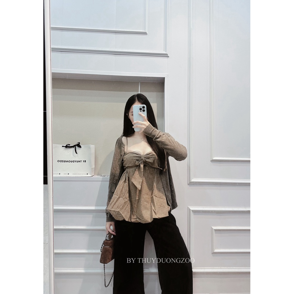 THUYDUONGZOO - ÁO 2S BÍ CÚP NGỰC BUỘC NƠ MÀU IU ( HÀNG QC )