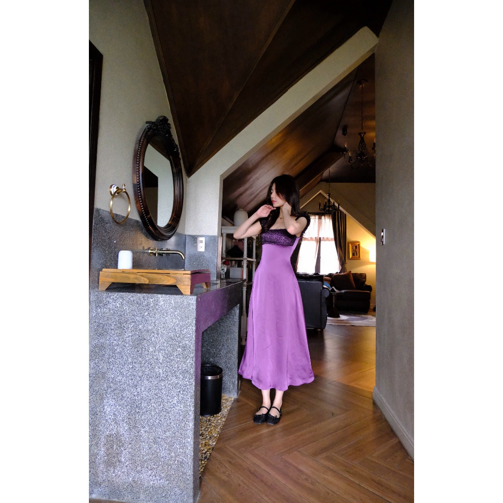 Jessica dress váy tím dáng dài tiểu thư sang trọng