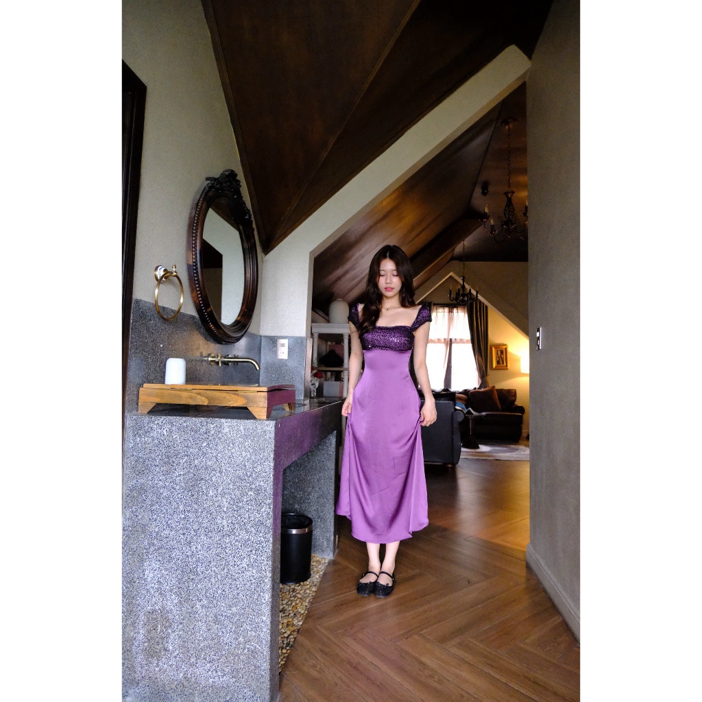 Jessica dress váy tím dáng dài tiểu thư sang trọng