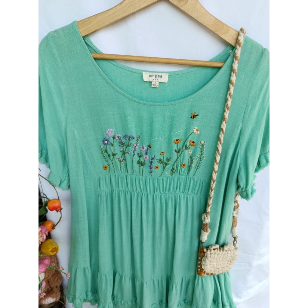 ÁO LINEN THÊU VƯỜN HOA 2HAND NHẬT