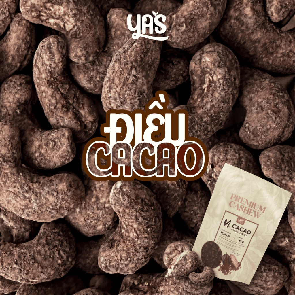 Hạt Điều Cacao YAS Túi 100g – Hạt Điều Tẩm Bột Cacao Thơm Béo Ngọt Nhẹ | Snack Hạt Điều YAS
