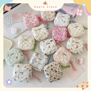 Túi Ví Pouch Vuông Dây Thừng Mini Đựng Mỹ Phẩm Đồ Vật Dụng Linh Tinh Vải Phao Dễ Thương Nhiều Màu Sắc