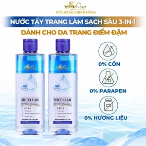 Bộ 2 Nước Tẩy Trang SoOne 3In1 Làm Sạch Sâu Không Cồn, Parapen, Hương Liệu Nắp Xanh Đậm 390ml