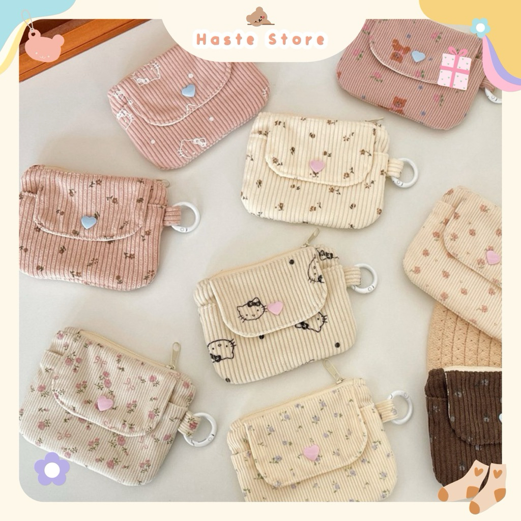 Túi Ví Pouch Mini Đựng Mỹ Phẩm Đồ Vật Dụng Linh Tinh Mini Pouch Vải Nhung Thun Gân Dễ Thương Nhiều Màu Sắc