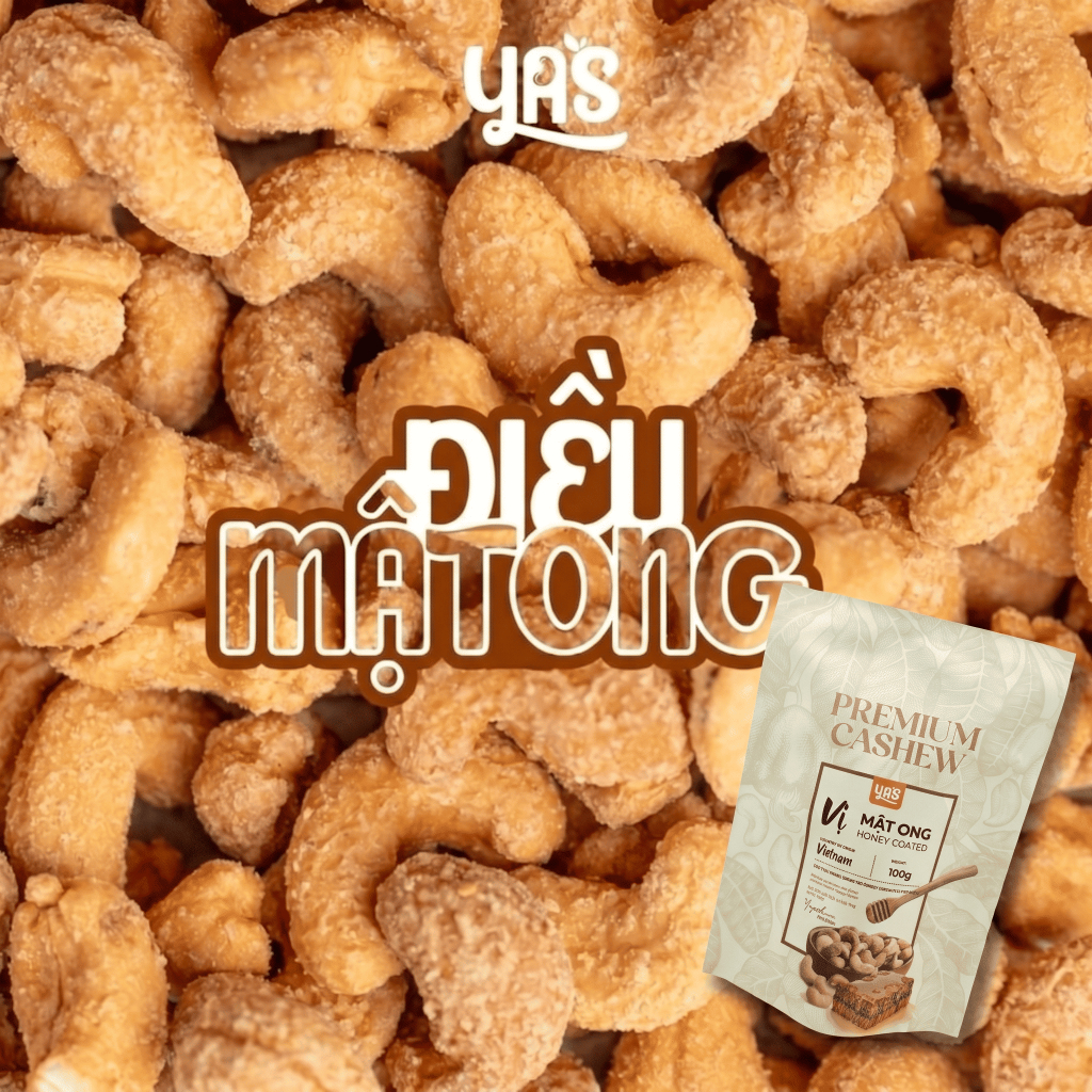 Hạt Điều Mật Ong YAS Túi 100g - Điều Nguyên Hạt Cùng Mật Ong Béo Ngậy Thích Hợp Ăn Vặt, Biếu Tặng