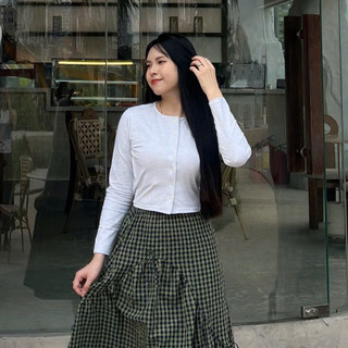 [HOẢ TỐC] Áo Thun Nữ Tay Dài Dáng Croptop Phong Cách Hàn Quốc Nữ Tính | Happy T-shirt