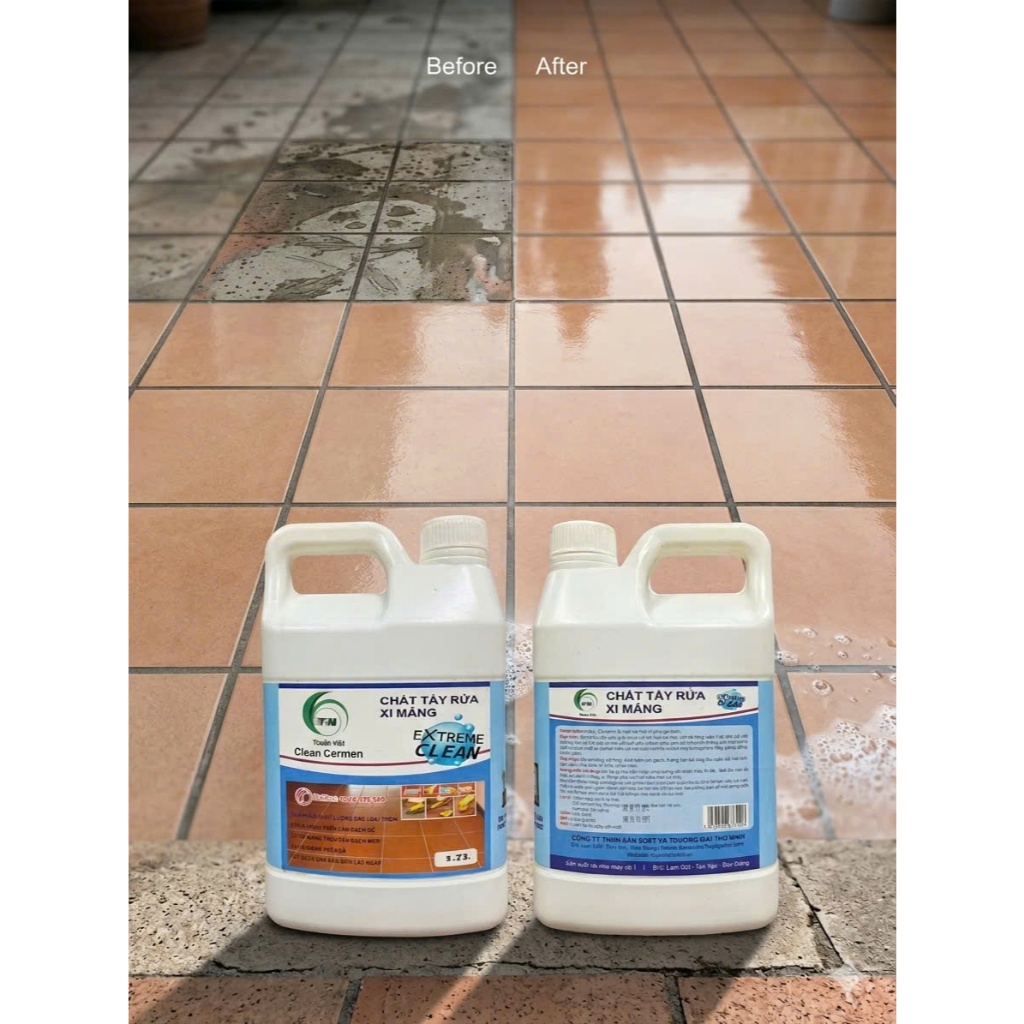 Nước Tẩy Mốc Xi Măng THUẦN VIỆT Tẩy Sạch Các Loại Vết Xi Măng, Rêu Mốc, Ố Vàng, Sơn Bám...vv Can 1.7l, 4.5l